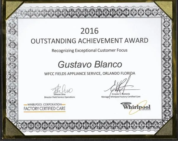 Certificate 1 of Gustavo Blanco from Complete Dryer Vent