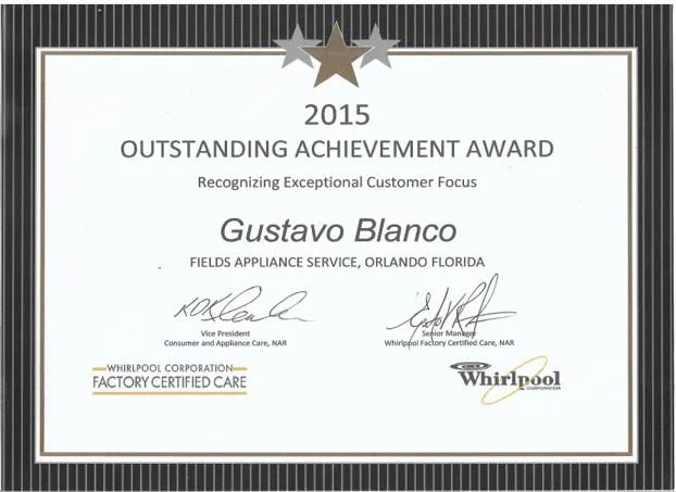 Certificate of Gustavo Blanco from Complete Dryer Vent