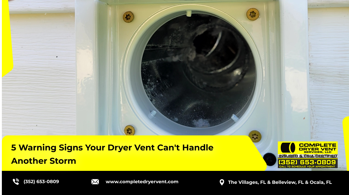 5 Warning Signs Your Dryer Vent Can't Handle Another Storm 1 Warning signs of a clogged dryer vent failing during a storm, including poor drying and overheating.