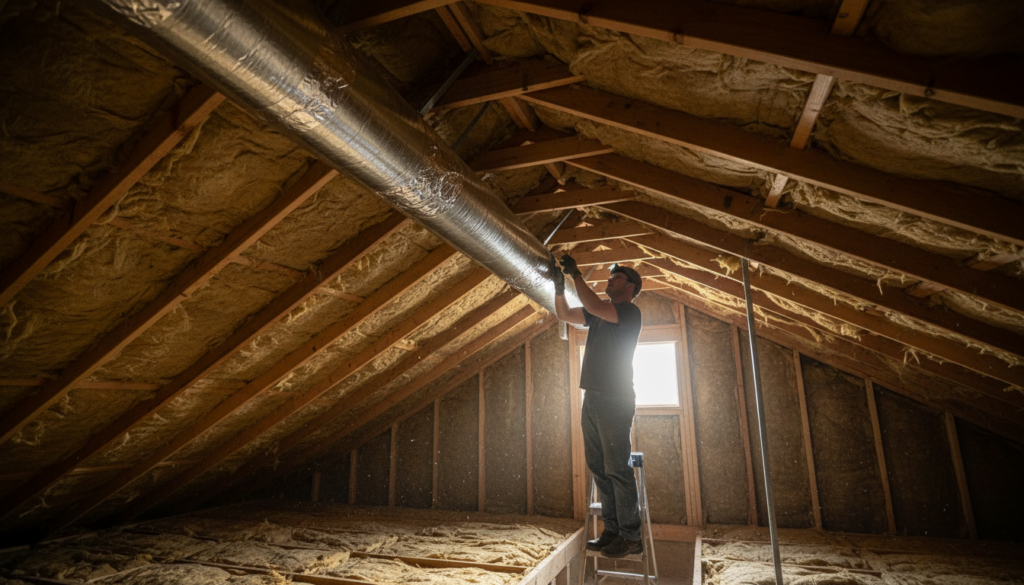Finding Reliable Dryer Duct Replacement Near Me in Marion & Sumter County 3 rigid metal dryer duct installed to code in a Florida attic