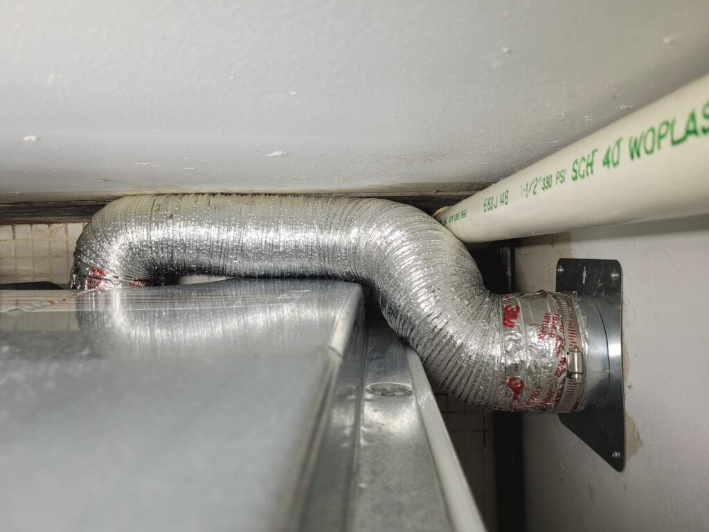 rigid metal dryer vent replacing old flexible foil duct