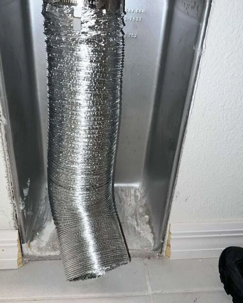 crushed flexible dryer duct found during Leesburg inspection