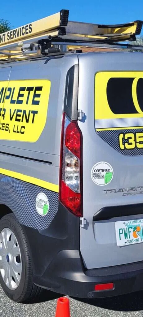A Burnt Smell Coming From Dryer Vents? What to Do Right Now 3 CSIA certified technician cleaning dryer exhaust duct
